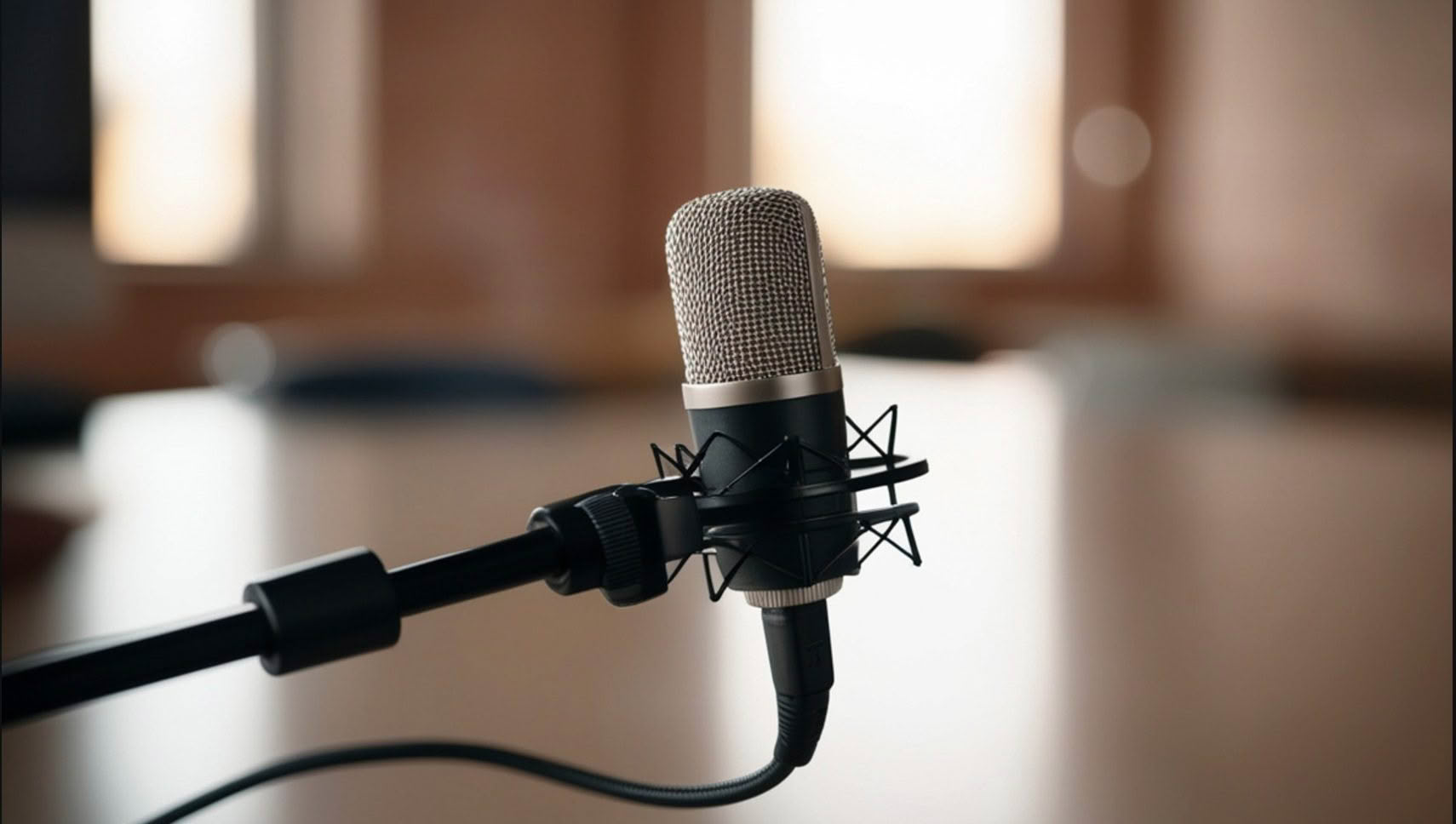 Studio microphone ready for a 10x by Quanton podcast interview